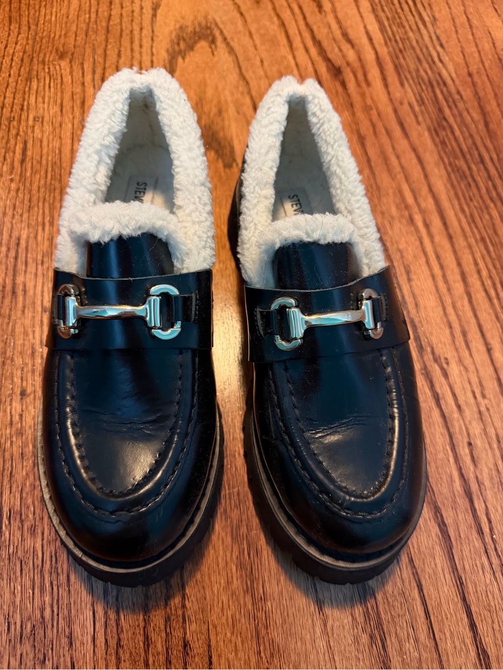 Steve Madden fur loafers